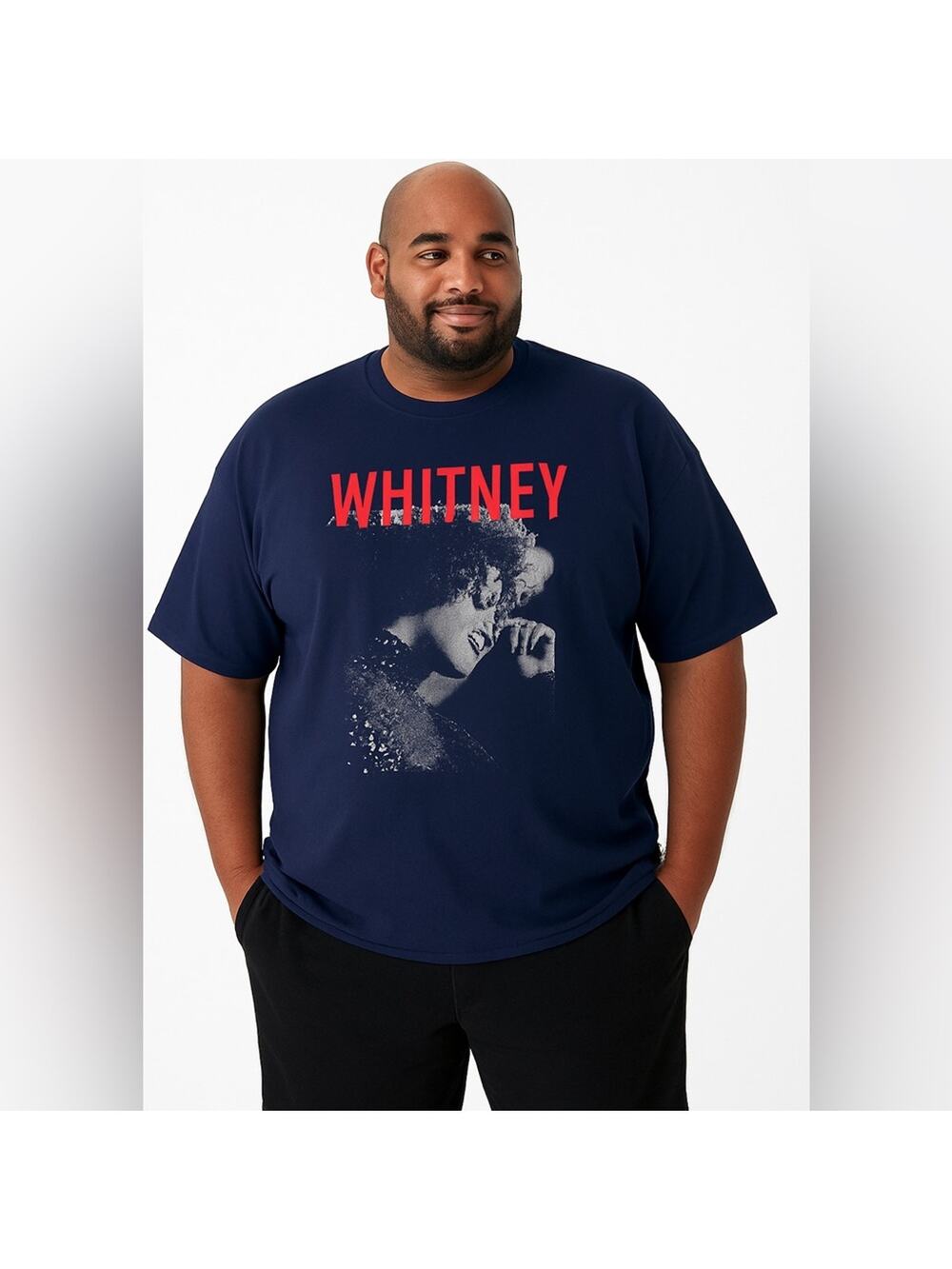 Official Licensed Whitney Houston Graphic Black Band Tee Big & Tall Size 3XL